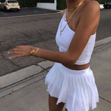 Pleated Skirt Short Woman Elastic Waist Mini Skirts Sexy Mircro Summer Embroidery Mini Tennis Skirt New
