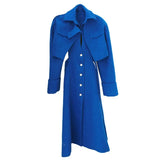 Fashion Women's Irregular Hollow Out Woolen Coat Long Sleeve Lapel Patchwork Overcoat Tide Autumn Winter 2023 New
