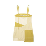 Patchwork Short Dresses For Women 2023 Yellow Slip Dress Woman Sleeveless Mini Summer Woman Dress Streetwear Casual