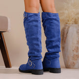 Fashion Autumn And Winter New Women Folded Western Cowboy Round Head Mid-Clinity Women's