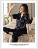 Satin Party Pajamas Comfortable 4XL 5XL Short Sleeve Casual Homewear Spring Summer Pajama Sets Silk Sleepwear
