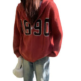 Zingj / Winter 2024 New Design Sense Niche Top Hooded Sweater Female Lazy Wind Loose Knit Cardigan Coat-Outfit