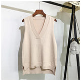 V-neck knitted vest women's sweater autumn and winter new Korean loose wild sweater vest sleeveless sweater