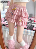 Sweet Fashion Bow Ball Gown Skirts Japanese Pleated All Match Mini Faldas Streetwear Y2k Aesthetic Women