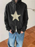 Vintage Star Patch Baggy Zip Up Hoodie- Outfit