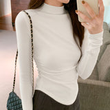 Collar Head Pure Desire Long-Sleeved Pleated Blouse Women's Autumn And Winter New Tight Waist