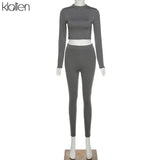 Solid Tracksuit Women Streetwear Fitness Sportswear T Shirt and Trouser Two Piece Set Women Stretch Skinny Female