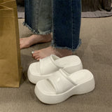 Summer New Thick Bottom Slippers Women Wear Temperament High With One-Drag Small Cake Slope And Half