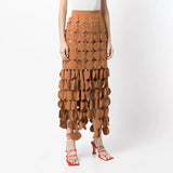 Zingj 2024 New Fashion Temperament Hollow Dot Design Sense Slim Slim Skirt In The Long Tassel