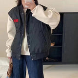 Fashion Street Down Vest Women Wear Winter New Light Letter Embroidery Double-Sided Wear Students Warm Vest Tide-Outfit