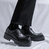 Zingj New Men's Shoes Business Casual Square Head Platform For Work Shoes Niche Design Leather Shoes