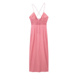 Knot Slip Long Dress Women Pink Sexy Summer Woman Dress 2023 Backless Elegant Party Dresses For Women Evening