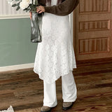 Zingj Court Style Hook Flower Flounces Irregular Lace Half Skirt Female Low Waist Solid Color Foundation A Word Short
