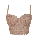 Handmade Sequin halter bustier corset crop top women summer indie tank party y2k top clubwear Cropped tube womens tops