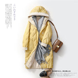 2024 Autumn Winter Korean Version Loose Down Jacket Women's Korean Version Hooded Loose Coat In The Thick Knit Cap White Duck Down-Outfit
