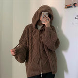 Cable Knit Zip Up Hooded CardiganOutfit