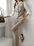Fragrant Professional Suit Three-Piece Women's Spring And Autumn Temperament Coat Fashion Vest Professional Trousers