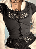 Frill Trim Button Down Corset Top-Outfit