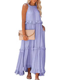 Style Ruffled Long Dress Wide Hem