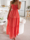 Ruched Tie-Up Strappy Maxi Dress-Outfit