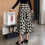 Women Lovely Knitted Skirt New Style Autumn Winter High Waist Slim Midi A-line Casual Skirts Fashion Ladies