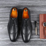 Zingj Shoes Block Fashion Business Casual Leather Shoes Plus Size Lace-Up Men's Shoes Shoes
