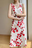 High-End Mulberry Silk Fashion All-Match Comfortable, Simple And Elegant Office Holiday Dyed Flower Suspender Skirt