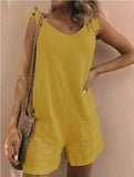 Solid Color High Waist Cotton Linen Pocket Fashion