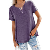 Zingj And Summer New Top V-Neck Short-Sleeved Pocket Loose T-Shirt Women-Outfit