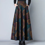 A-Line High Waist Woolen Skirts 2019 Autumn Winter Fashion Women's Wool Maxi Skirts Female Casual Long