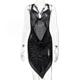 Backless y2k Metal Rhinestone Summer Dress women bodycon Night Club party mini ladies dresses vintage woman dress