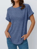 Summer Blouse Women's Short-Sleeved Shirt Casual Round-Neck Short-Sleeved