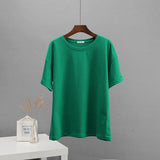 Summer Cotton Sets Women Casual Two Pieces Short Sleeve T Shirts and High Waist Short Pants Solid Outfits