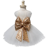 Princess Dress Bowknot Sequined Party Tutu Gown Kids Dresses For Girls Baby Casual Wear Rainbow Frocks Children