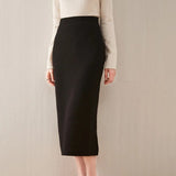 Winter Cashmere Knitted long skirts for women y2k fashion Mid-Length High Waist A-line Skirts Female Wool Bottoms