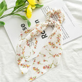 Bow Long Ribbon Hair Scrunchie Chiffon Floral Print Sweet Elastic Hair Band Ponytail Hair Scarf Hair Tie Hair