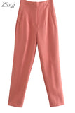 Women's Pants Beige Pencil High Waist Pants For Women Office Casual Elegant Woman Trousers Fashion Streetwear Summer