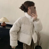 Han Version Of The East Gate Sweet Short Down Jacket Female East New Standing Collar Small White Duck Down Coat Bread Clothing-Outfit