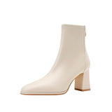Short Boots 2025 Autumn And Winter New Female Thin Boots Coarse Heel Square High Heels Fashion Plus Velvet French Martin