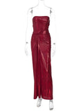 Red Sequin Wrapped Bodycon Mini Dress- Outfit