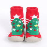 6 to 36M Christmas Children's Indoor Socks With Soft Rubber Sole Baby Walking Shoes Girls Winter Non-slip Floor