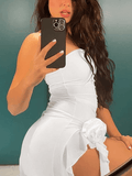 Split Ruffle Mesh Bandeau Maxi Dress- Outfit