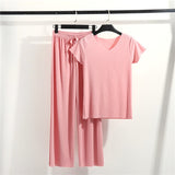 Home Clothes 2 Pieces Set Lady Home Suit Summer Women Lounge Wear Autumn Loose Homewear Suit for Women Pajamas Pants