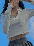 Long Sleeve Rib Knit Crop Top- Outfit