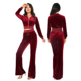 Women's Autumn 2023 New Women's Suit Leisure Fashion Velvet Cardigan Slim Two-Piece