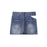 New Women's Chic Fashion Explosion Sweet Cool Hot Girl Sexy Hollow Cut Low Waist Denim Zipper Flying Girl Short Skirt