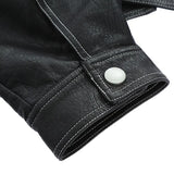 Topstitched Decorative Pu Leather Jacket-Outfit