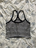 Fairy Cropped Letter Printing V Neck T Shirts + Stripe Grunge Tank Top Women 2024 Summer Y2k Two Pieces Set