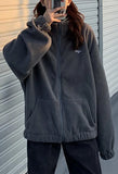 Letter Print Zip-up Jacket-Outfit