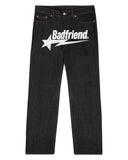 New American Letter Print Jeans Women Harajuku Hip Hop Vintage Straight Pants Unisex Casual Loose Jeans Punk Wide-Leg